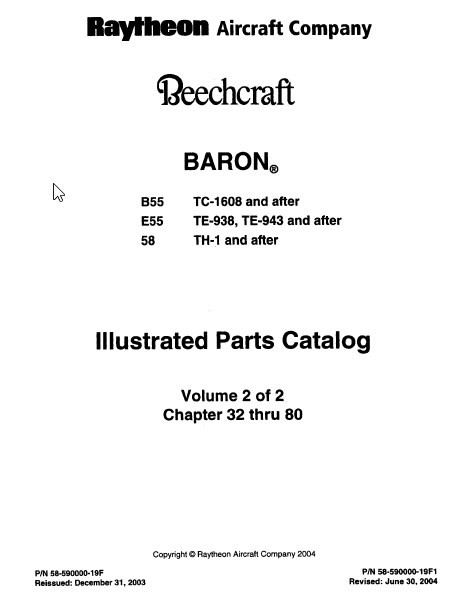 Beechcraft Baron B55 E55 58 Illustrated Parts Catalog