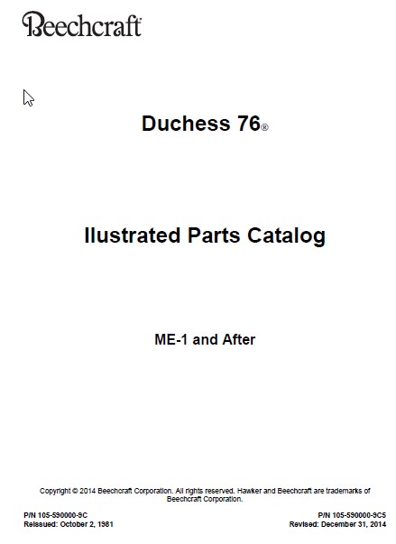 Beechcraft Duchess 76 Illustrated Parts Catalog