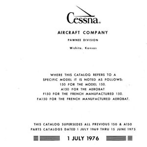 Cessna 150, A150, F150, FA150 1970-1977 Parts Catalog 1976