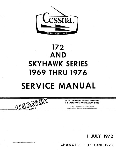 Cessna 172 and Skyhawk Series 1969 thru 1976 Service Manual