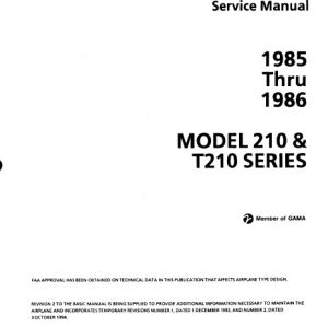Cessna 1985 thru 1986 Model 210 & T210 Series Service Manual D2073-2-13