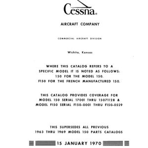 Cessna Model 150 Illustrated Parts Catalog 1970