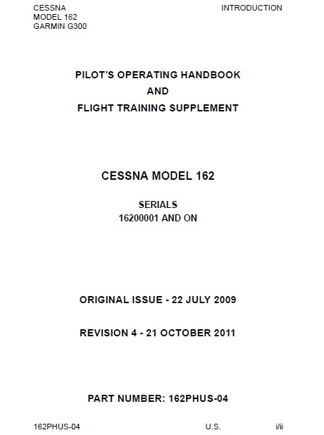 Cessna Model 162 Pilot’s Operating Handbook (Rev. 2011) 162PHUS-04.2