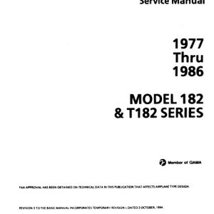 Cessna Model 182 & T182 Series 1977 thru 1986 Service Manual D2068-3-13