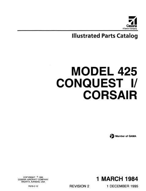 Cessna Model 425 Conquest I Corsair Illustrated Parts Catalog