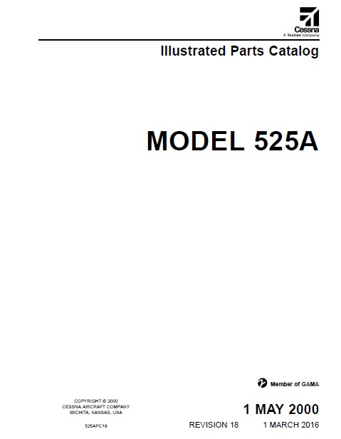 Cessna Model 525A Illustrated Parts Catalog 525APC18.2