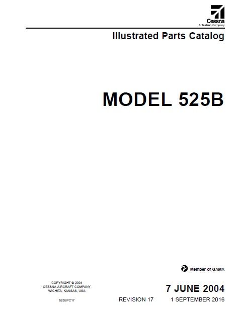 Cessna Model 525B Illustrated Parts Catalog 525BPC17.2