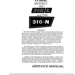 Cessna Models 310L and 310N 1967 thru 1968 Service Manual D526-13
