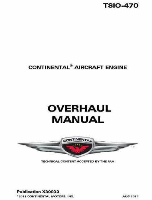 Continental 0verhaul Manual TSIO-470 X30033
