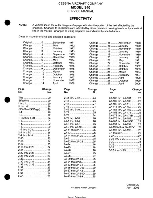Cessna Model 340 and 340A Service Manual (1972 thru 1984) D930-29-13.2